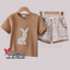 Brown Bunny Applique Shorts Set