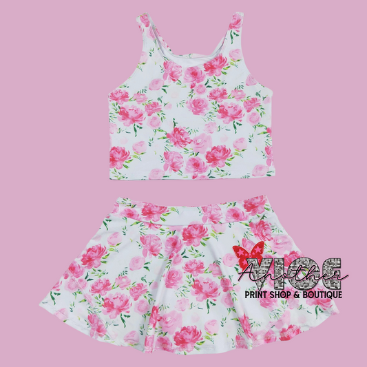Pink Floral 2 Piece Athletic Set
