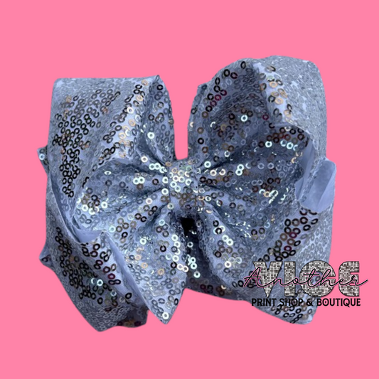 Silver Sequin Bling Bow