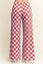 PLUS SIZE HIGH WAIST CHECKERD STRAIGHT LEG KNIT PANTS