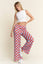 PLUS SIZE HIGH WAIST CHECKERD STRAIGHT LEG KNIT PANTS