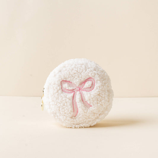 Teddy Pouch-Circle Bow Pink