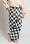KID STYLE HIGH WAIST CHECKERD STRAIGHT LEG KNIT PANTS