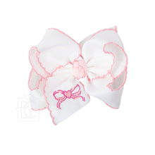 EMBROIDERED CROCHET HEART BOW (LIGHT PINK)