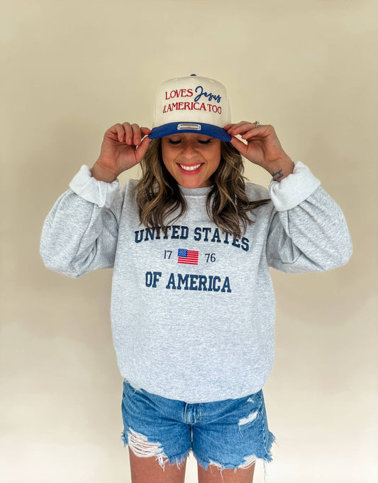Loves Jesus & America Too Embroidered Trucker Hat