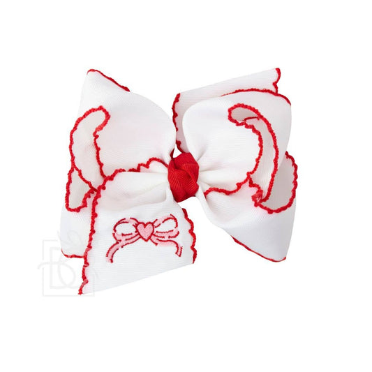 EMBROIDERED CROCHET HEART BOW (RED)
