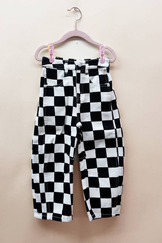Kids Checkered Barrel Denim