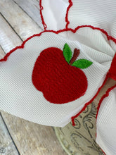 White Apple Embroidered Moonstitch Bow Headband
