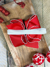 Christmas Tree Cake Embroidered  Moonstitch Bow Headband