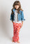 KID STYLE HIGH WAIST CHECKERD STRAIGHT LEG KNIT PANTS