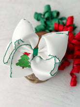 Christmas Tree Embroidered Moonstitch Hair Bow