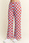 PLUS SIZE HIGH WAIST CHECKERD STRAIGHT LEG KNIT PANTS