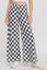 HIGH WAIST CHECKERED STRAIGHT LEG KNIT PANTS
