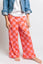 KID STYLE HIGH WAIST CHECKERD STRAIGHT LEG KNIT PANTS