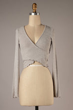 Grey Ribbed Knit Crop Top