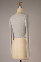 Grey Ribbed Knit Crop Top