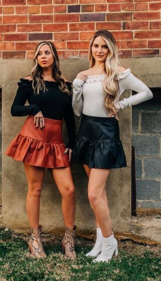 Pleated Leather Skirt- Black
