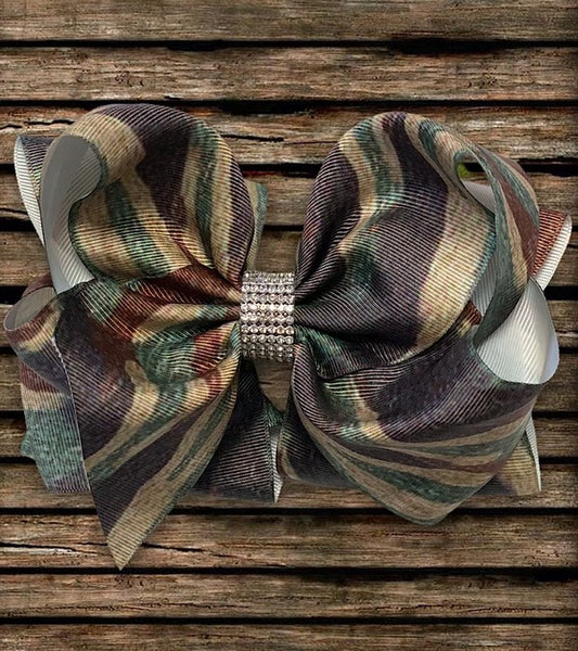 Rhinestone Camo Bow